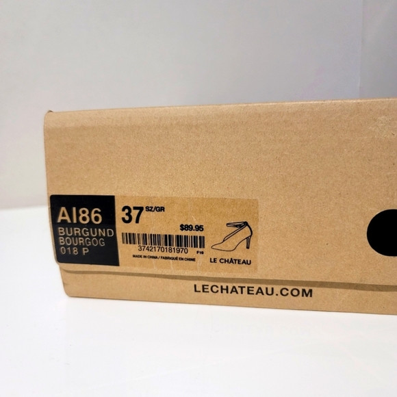 Le Chateau | Burgundy Red Heel Shoes with Ankle Strap Formal Office Wear - Picture 9 of 9